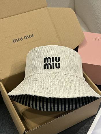 Miumiu Reversible Hat Beige/Baltic Blue