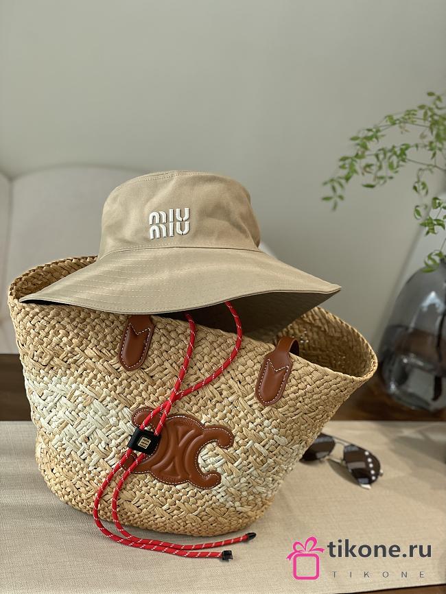 Miumiu Denim Hat Beige/Amaranth - 1