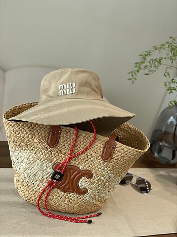 Miumiu Denim Hat Beige/Amaranth