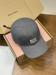 Miumiu Denim Baseball Cap Gray/Red - 1