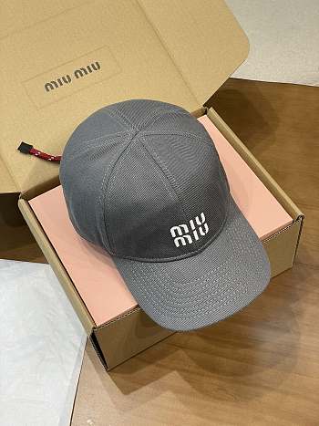 Miumiu Denim Baseball Cap Gray/Red