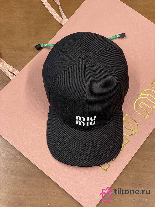 Miumiu Denim Baseball Cap Black/Tobacco - 1