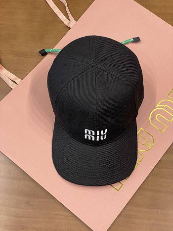 Miumiu Denim Baseball Cap Black/Tobacco
