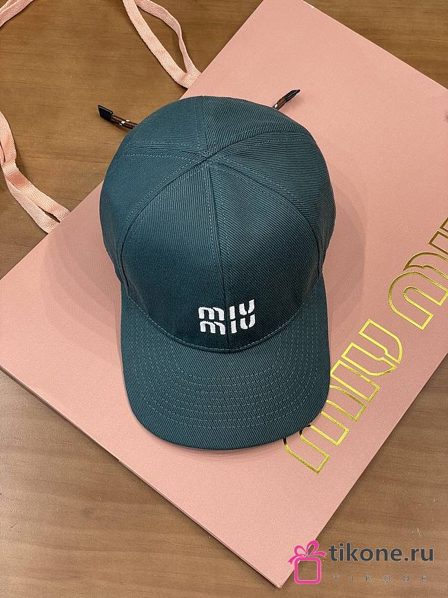 Miumiu Denim Baseball Cap Tobacco/Emerald - 1