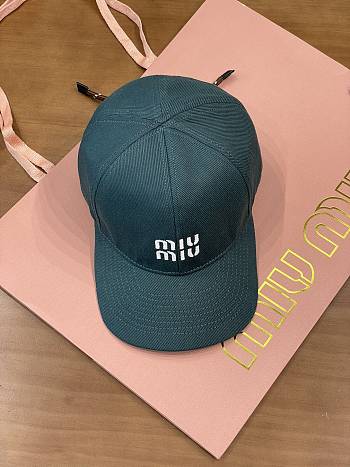 Miumiu Denim Baseball Cap Tobacco/Emerald