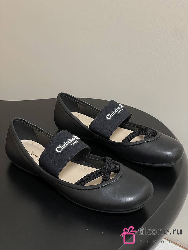 Dior Shade Ballet Flat Black Lambskin and Elastic Straps - 1