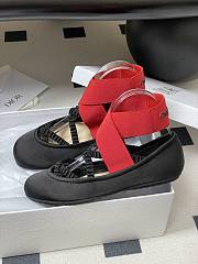 Dior Shade Ballet Flat Black Satin with Red and Black Elastic Straps - 5