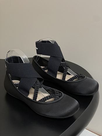 Dior Shade Ballet Flat Black Satin and Elastic Straps