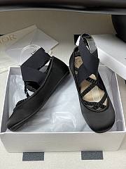Dior Shade Ballet Flat Black Satin and Elastic Straps - 6