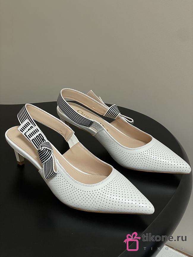 Dior Toujours Slingback Pump White Perforated Supple Lambskin 5cm - 1