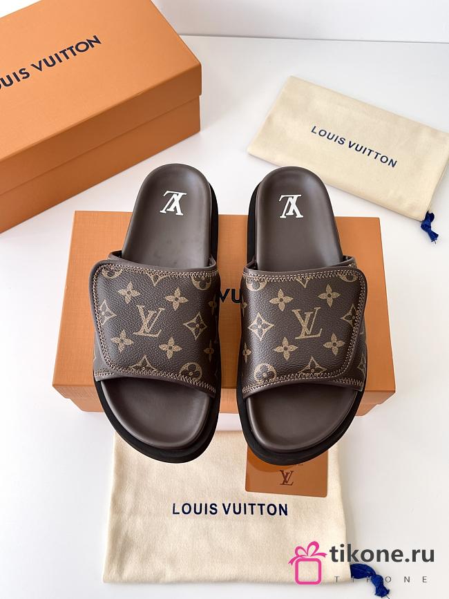 LV Miami Mules Cacao Brown Monogram Canvas - 1