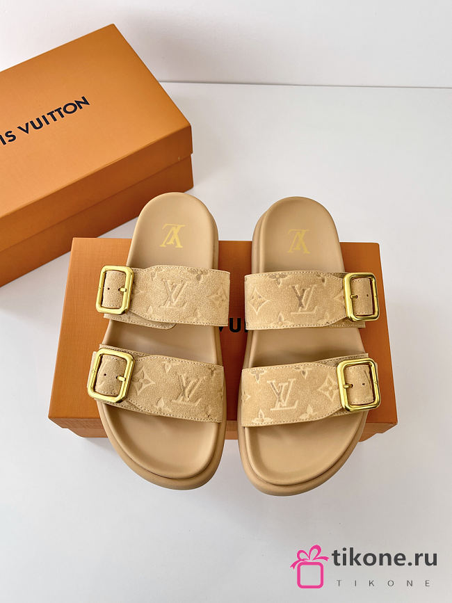 LV Venice Mule Beige Monogram Suede Calf Leather - 1