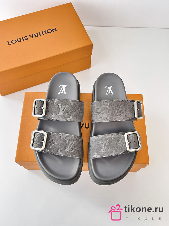 LV Venice Mule Gray Monogram Suede Calf Leather - 1
