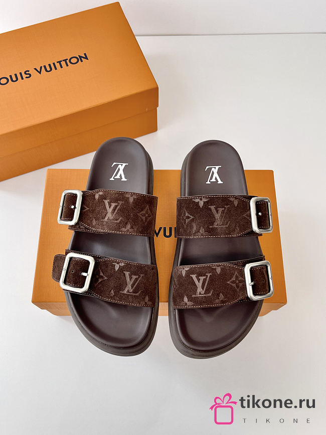 LV Venice Mule Brown Monogram Suede Calf Leather - 1