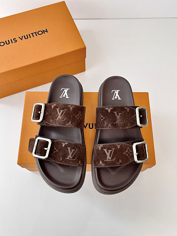 LV Venice Mule Brown Monogram Suede Calf Leather