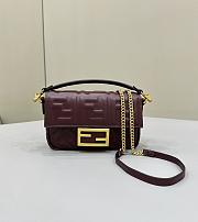 Baguette Mini Burgundy Nappa Leather Bag - 20x13x5cm - 1