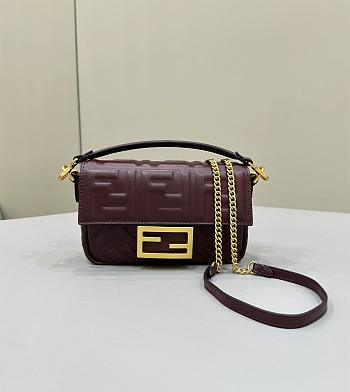 Baguette Mini Burgundy Nappa Leather Bag - 20x13x5cm
