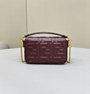 Baguette Mini Burgundy Nappa Leather Bag - 20x13x5cm - 5