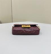 Baguette Mini Burgundy Nappa Leather Bag - 20x13x5cm - 4