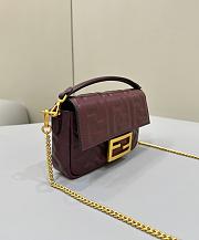 Baguette Mini Burgundy Nappa Leather Bag - 20x13x5cm - 2