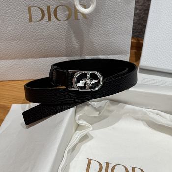 Dior Lucky 30 Montaigne Star Belt Grained Calfskin in Black 20mm