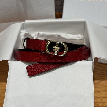 Dior Lucky 30 Montaigne Star Belt Grained Calfskin in Red 20mm