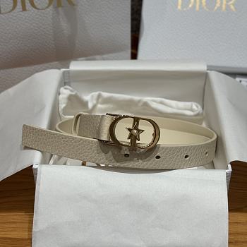 Dior Lucky 30 Montaigne Star Belt Grained Calfskin in White Gold 20mm