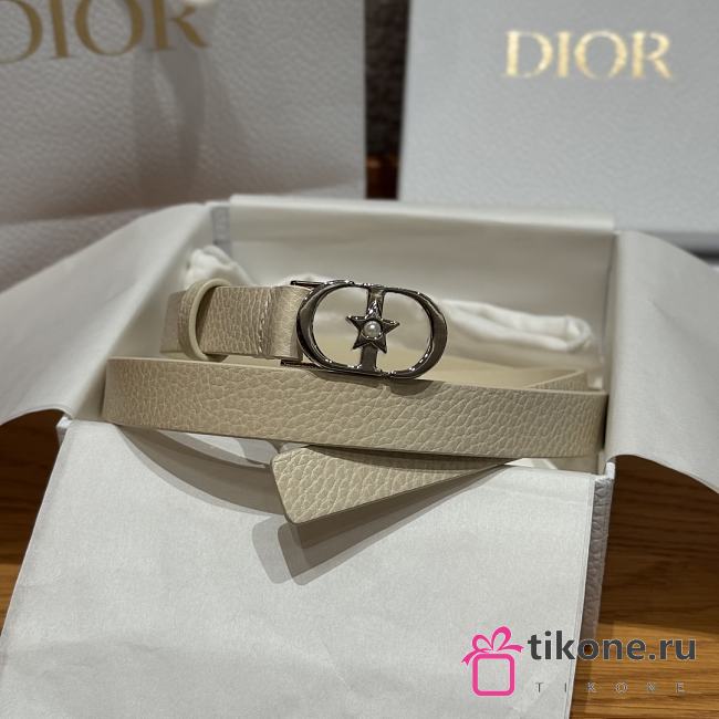 Dior Lucky 30 Montaigne Star Belt Grained Calfskin in White Silver 20mm - 1