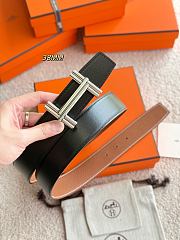 Hermes Belt Traverse Buckle & Reversible Leather Strap 32mm Black Box/ Brown Togo Silver - 2