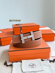 Hermes Belt Traverse Buckle & Reversible Leather Strap 32mm Black Box/ Brown Togo Silver - 6