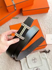 Hermes Belt Traverse Buckle & Reversible Leather Strap 32mm Black Box/ Chocolate Togo Silver - 5