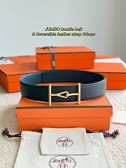 Hermes Belt Jumbo Buckle & Reversible Leather Strap 32mm Black / Blue Epsom Gold - 1