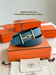 Hermes Belt Jumbo Buckle & Reversible Leather Strap 32mm Black / Blue Epsom Gold - 6