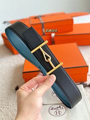 Hermes Belt Jumbo Buckle & Reversible Leather Strap 32mm Black / Blue Epsom Gold - 5
