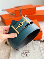 Hermes Belt Jumbo Buckle & Reversible Leather Strap 32mm Black / Blue Epsom Gold - 4