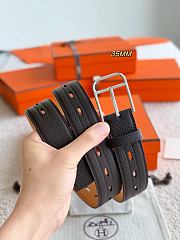 Hermes Belt Cintura Romain Patrimoine 35 Chocolate Togo Silver - 4