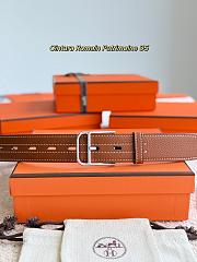 Hermes Belt Cintura Romain Patrimoine 35 Brown Togo Silver - 5