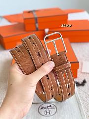 Hermes Belt Cintura Romain Patrimoine 35 Brown Togo Silver - 3