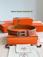 Hermes Belt Cintura Romain Patrimoine 35 Brown Togo Silver - 2