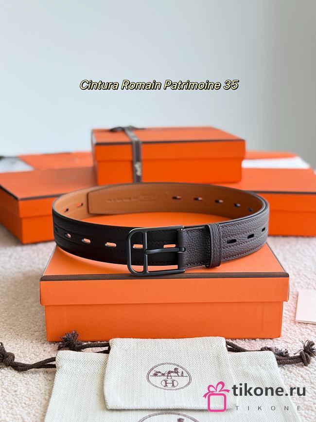 Hermes Belt Cintura Romain Patrimoine 35 Chocolate Togo Black - 1