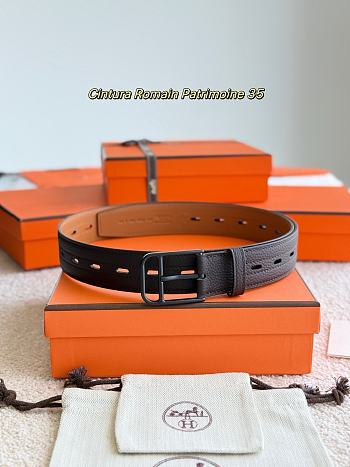 Hermes Belt Cintura Romain Patrimoine 35 Chocolate Togo Black
