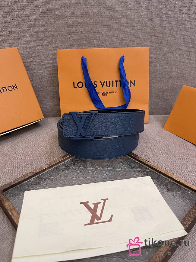 LV Taurillon 40mm Reversible Belt Blue M8663U  - 1