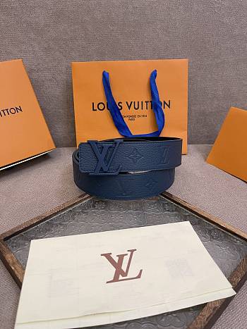 LV Taurillon 40mm Reversible Belt Blue M8663U 