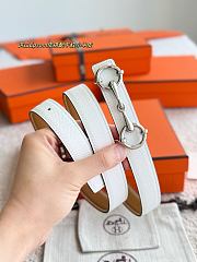 Hermes Lady Rider Belt Buckle & Reversible Leather Strap 24mm Brown Swift / White Epsom Silver - 6