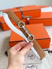 Hermes Lady Rider Belt Buckle & Reversible Leather Strap 24mm Brown Swift / White Epsom Silver - 5