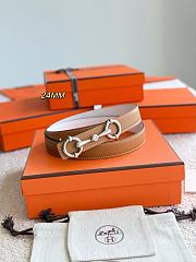Hermes Lady Rider Belt Buckle & Reversible Leather Strap 24mm Brown Swift / White Epsom Silver - 3