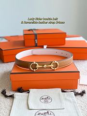 Lady Rider Belt Buckle & Reversible Leather Strap 24mm Brown Swift / White Epsom Gold - 1