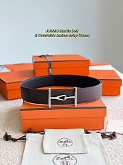 Hermes Belt Jumbo Buckle & Reversible Leather Strap 32mm Black / Chocolate Epsom Silver - 1