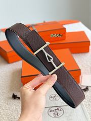Hermes Belt Jumbo Buckle & Reversible Leather Strap 32mm Black / Chocolate Epsom Silver - 2