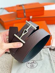 Hermes Belt Jumbo Buckle & Reversible Leather Strap 32mm Black / Chocolate Epsom Silver - 4